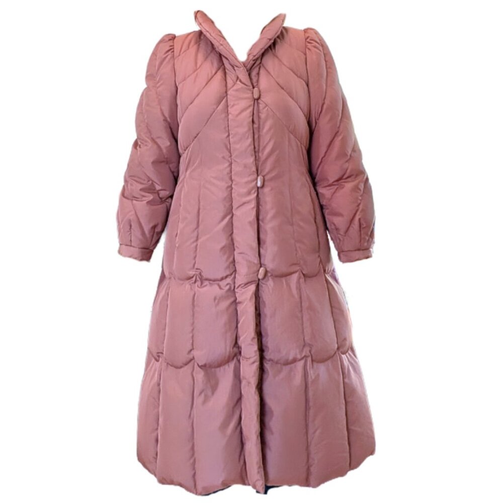 Vintage J.Gallery Duck Down 1980s Dusty Rose Long Puffer Winter Coat - Women's M